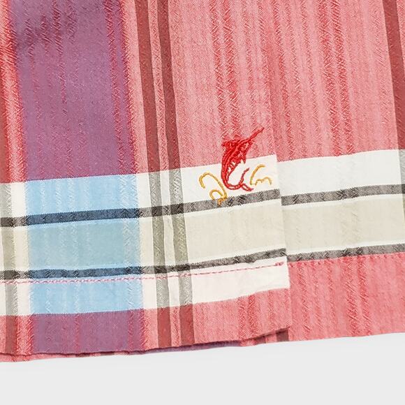 Tommy Bahama Mens Silk Cotton Red Plaid Button Up Shirt XXL Casual Preppy - Picture 8 of 12